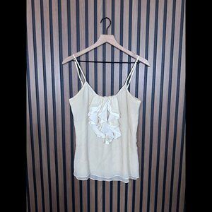 Twelfth Street by Cynthia Vincent Cami Top OS Women Ivory Ruffle Trim Slip Sheer